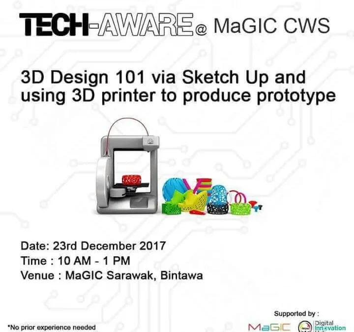 Tech-Aware: 3d Printing Workshop Poster